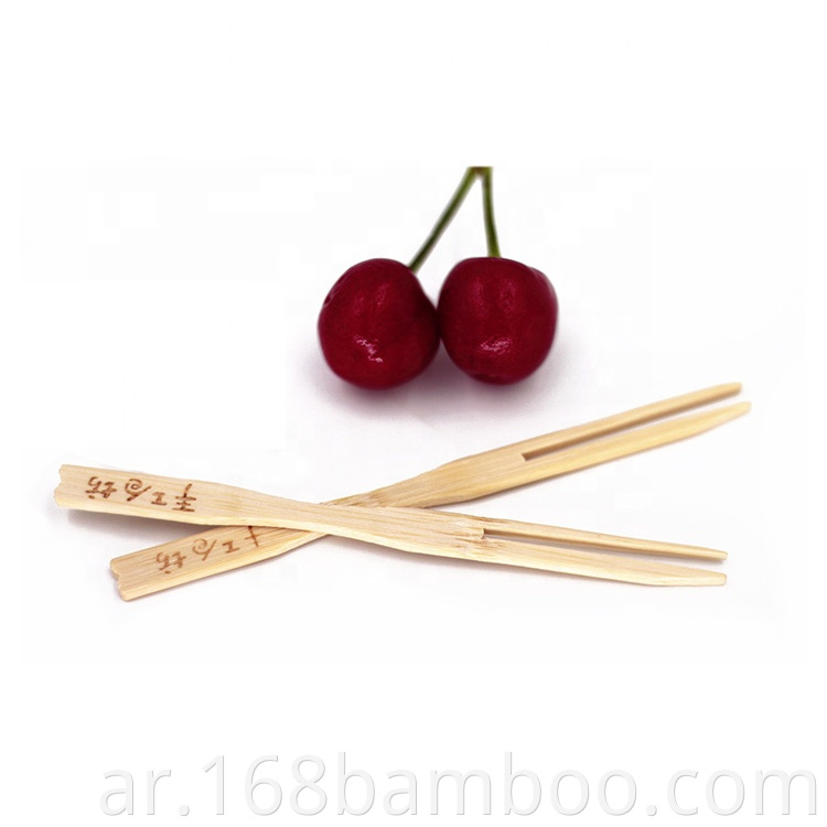 Bamboo fruit fork with custom logo